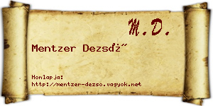 Mentzer Dezső névjegykártya