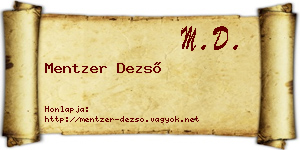 Mentzer Dezső névjegykártya